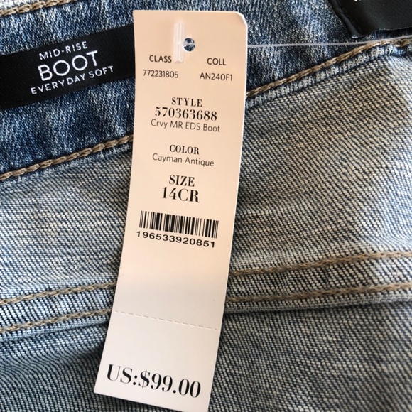 WHBM Curvy Mid-Rise Everyday Soft Boot Jeans size 14 - Picture 8 of 12